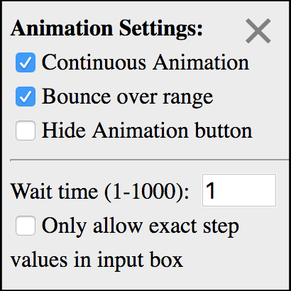 slider settings menu