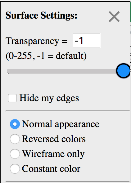 Surface Settings Menu