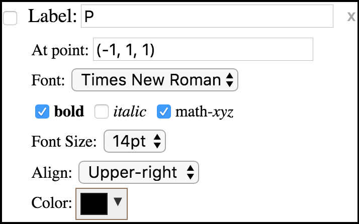 Text label object dialog
