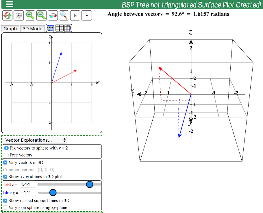 The angle btween two 3D vectors